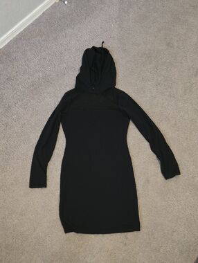 Fashion Nova Black Long Sleeve Hoodie Dress